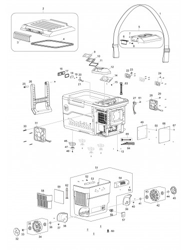 Vue éclatée Makita DCW180#01