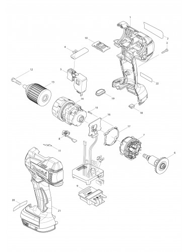 Vue éclatée Makita DDF480#01