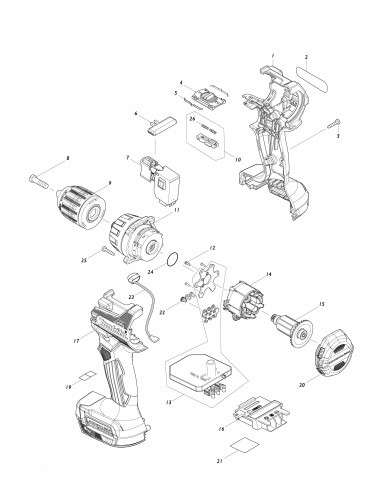 Vue éclatée Makita DDF487#01