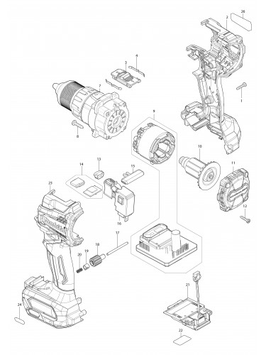 Vue éclatée Makita DF001G#01
