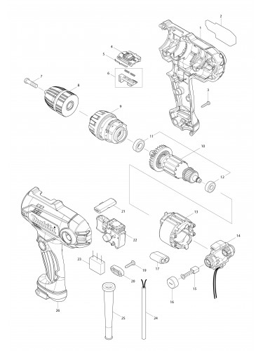 Vue éclatée Makita DF0300#01