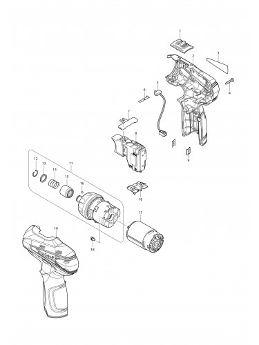 Vue éclatée Makita DF030D#01