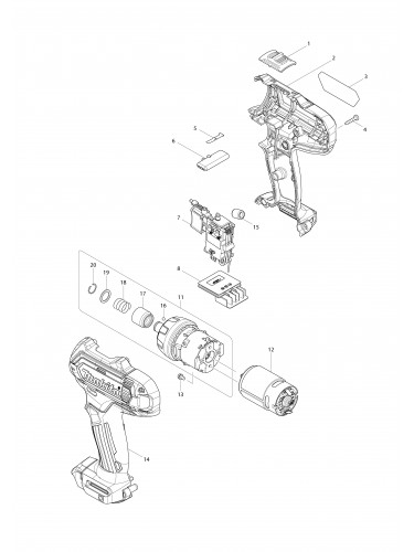 Vue éclatée Makita DF031D#01