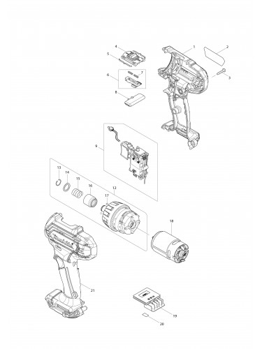 Vue éclatée Makita DF033D#01
