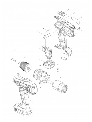 Vue éclatée Makita DF457D#01