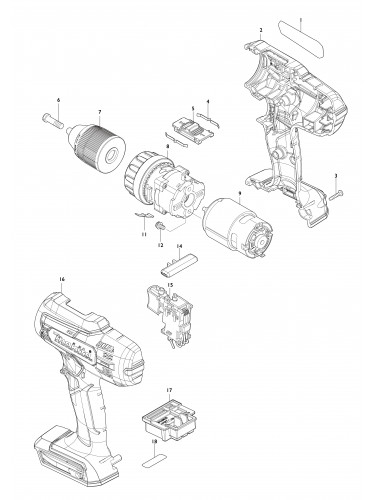 Vue éclatée Makita DF488D#01