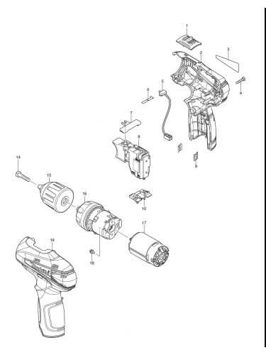 PIECES DETACHEES PERCEUSE VISSEUSE MAKITA DF 330 DWE