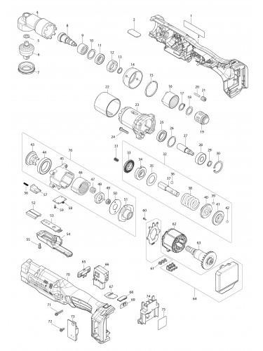 Vue éclatée Makita DFL404F#01