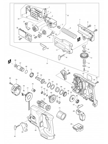 Vue éclatée Makita DFR450X#01