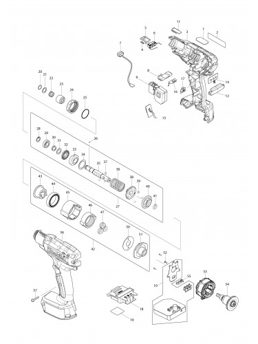 Vue éclatée Makita DFT023F#01