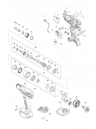 Vue éclatée Makita DFT024F#01