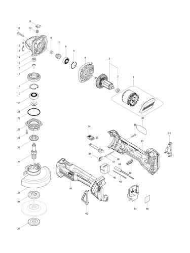 Vue éclatée Makita DGA454#01