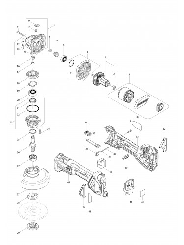 Vue éclatée Makita DGA463#01