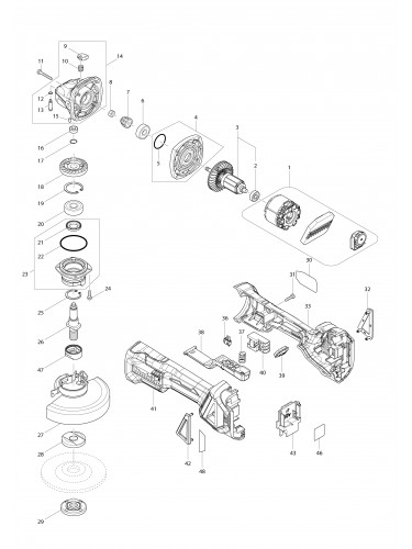 Vue éclatée Makita DGA467#01