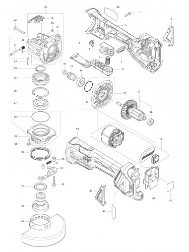 Vue éclatée Makita DGA519#01