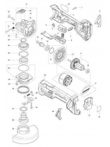Vue éclatée Makita DGA520#01