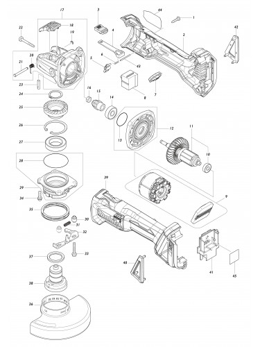 Vue éclatée Makita DGA521#01