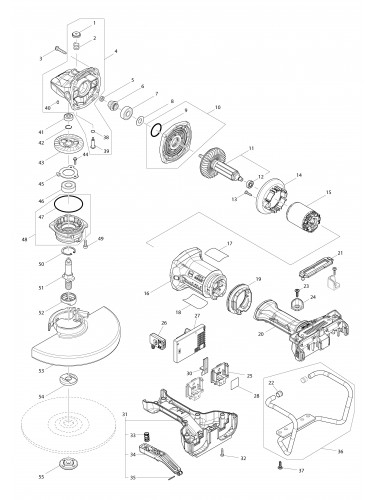 Vue éclatée Makita DGA900#01