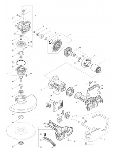 Vue éclatée Makita DGA901#01