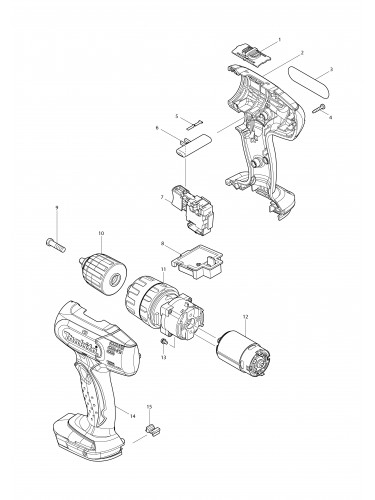 Vue éclatée Makita DHP343#01