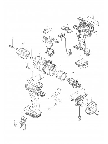 Vue éclatée Makita DHP451#01