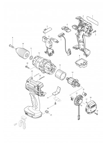 Vue éclatée Makita DHP454#01