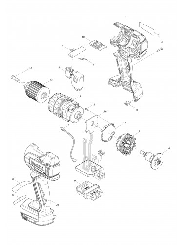 Vue éclatée Makita DHP459#01