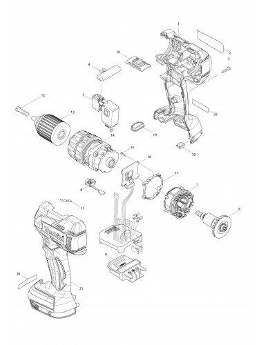 Vue éclatée Makita DHP480#01