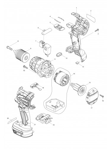 Vue éclatée Makita DHP481#01