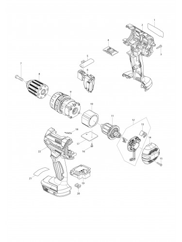 Vue éclatée Makita DHP482#01