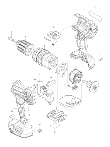 Vue éclatée Makita DHP485#01