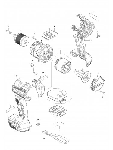 Vue éclatée Makita DHP486#01