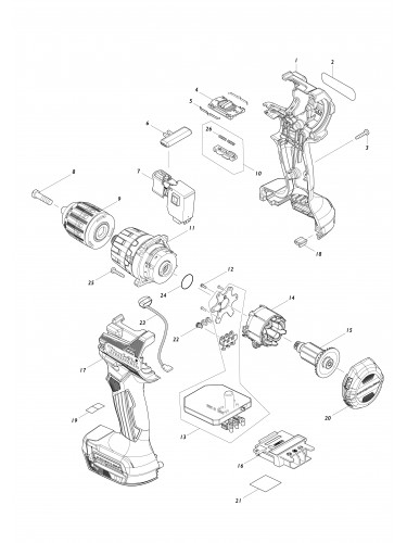 Vue éclatée Makita DHP487#01