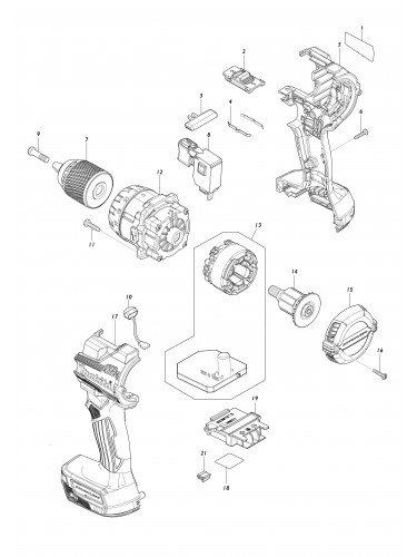 Vue éclatée Makita DHP489#01