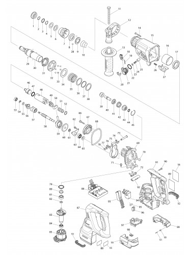 Vue éclatée Makita DHR242#01