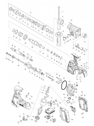 Vue éclatée Makita DHR264#01