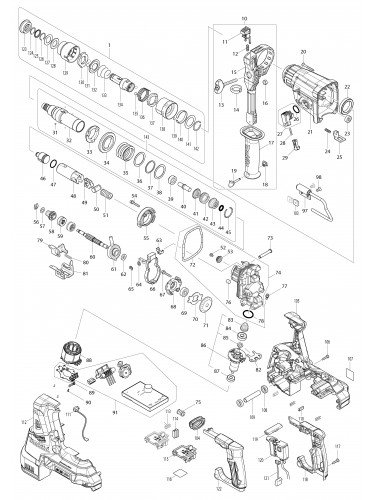 Vue éclatée Makita DHR281#01