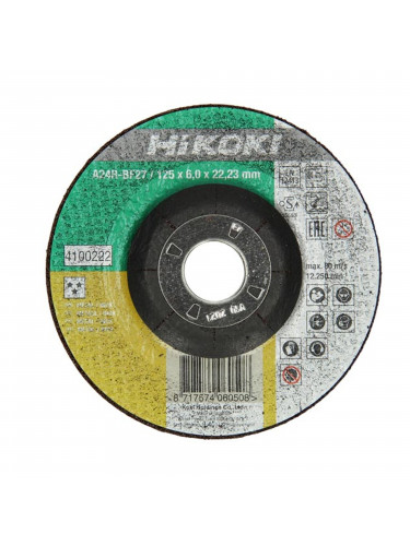 Disque de meulage Hikoki Premium Inox+Métal Moyeu déporté 125 mm ep 6 mm #01