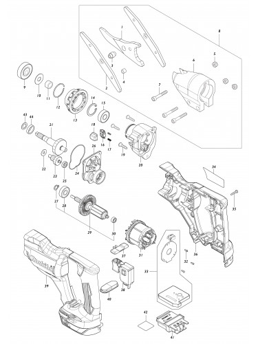 Vue éclatée Makita DJS800#01