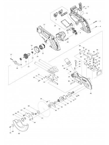 Vue éclatée Makita DLS714#01