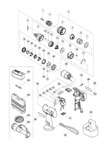 PIECES DETACHEES PERCEUSE VISSEUSE HITACHI DS12DVF