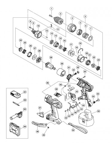 PIECES DETACHEES PERCEUSE VISSEUSE HITACHI DS14DMR