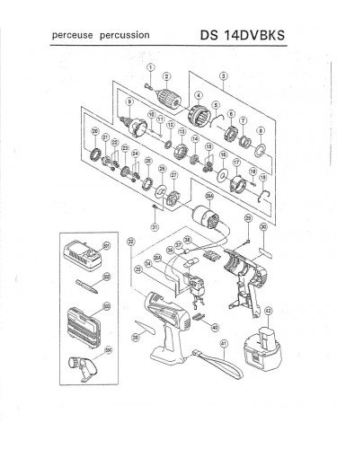 PIECES DETACHEES PERCEUSE VISSEUSE HITACHI DS14DVBKS