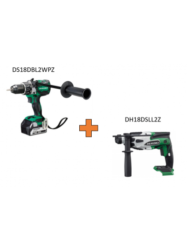PERCEUSE VISSEUSE HIKOKI DS18DBL2WPZ + PERFORATEUR HIKOKI DH18DSLL2Z