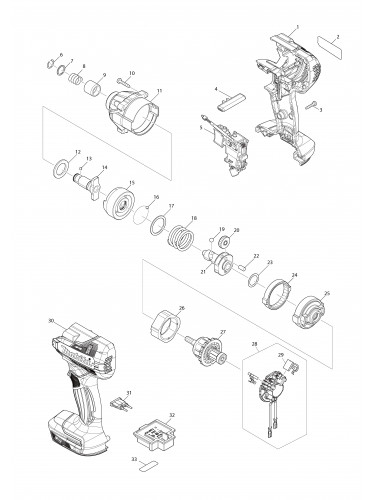 Vue éclatée Makita DTD156#01