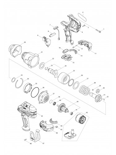 Vue éclatée Makita DTW1001#01