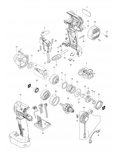 Vue éclatée Makita DTW104#01