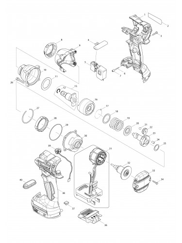 Vue éclatée Makita DTW284#01