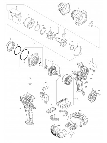 Vue éclatée Makita DTW701#01