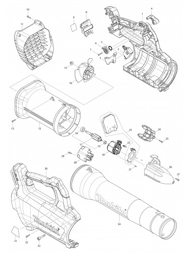 Vue éclatée Makita DUB184#01